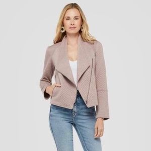 New BB Dakota Women’s Place To Be Stretch Knit Zip Ottoman Moto Jacket Mauve XS